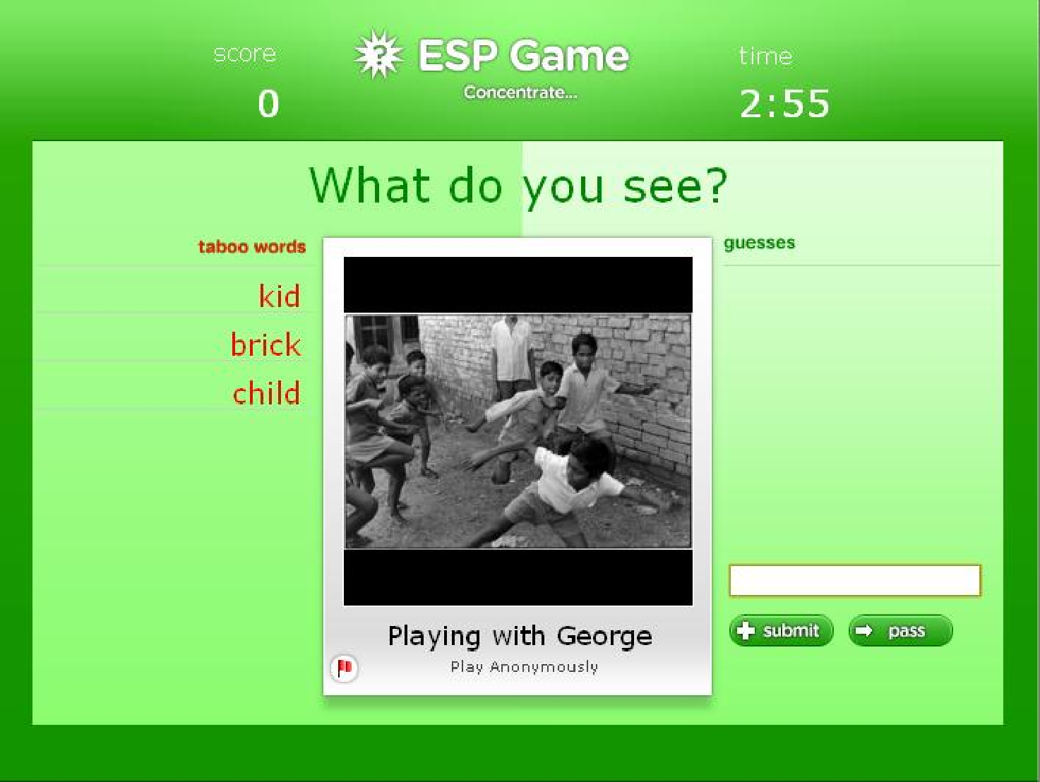 An example of a Game With a Purpose (GWAP): the original ESP game